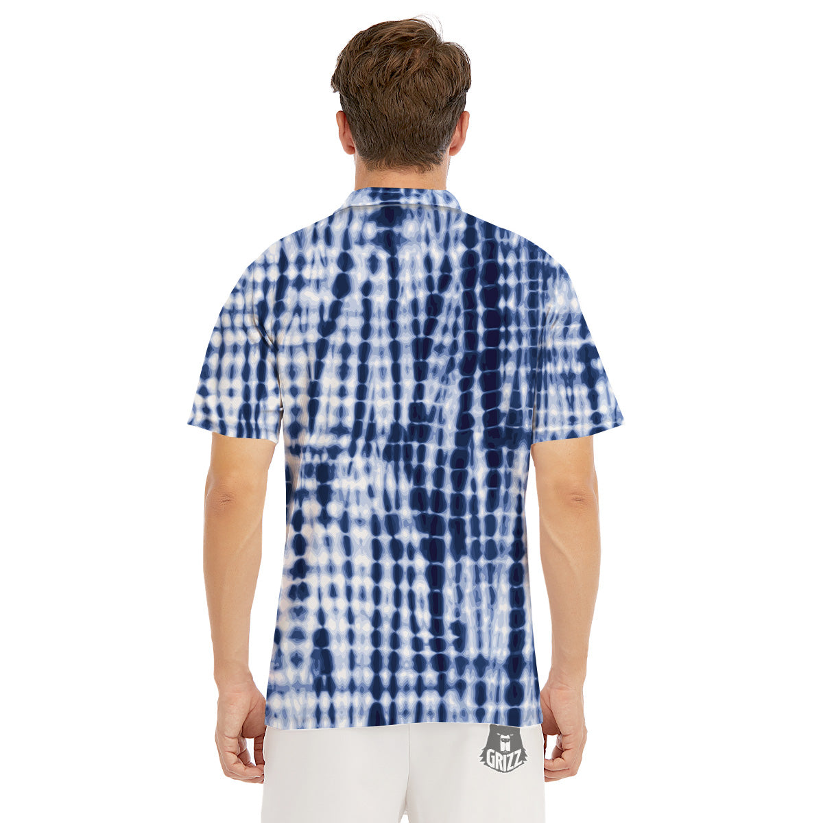 Tie Dye Shibori Blue Print Men's Golf Shirts-grizzshop