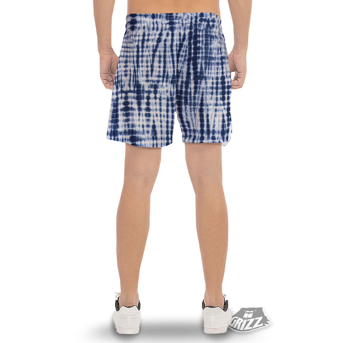 Tie Dye Shibori Blue Print Men's Gym Shorts-grizzshop