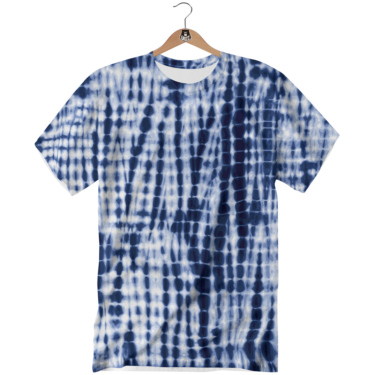 Tie Dye Shibori Blue Print T-Shirt-grizzshop
