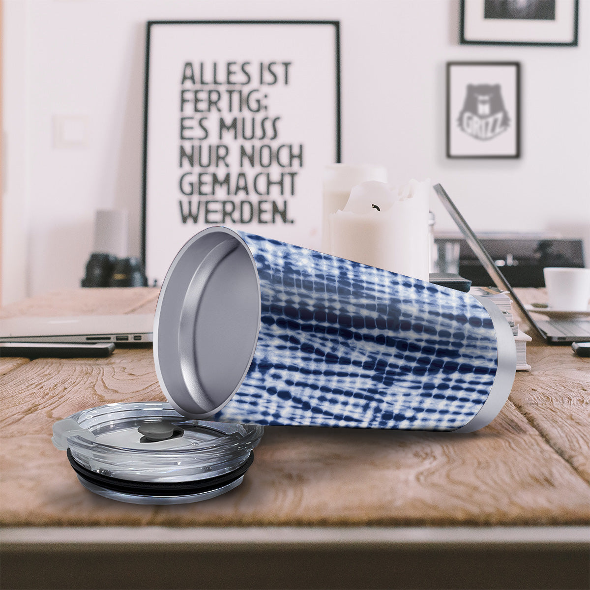 Tie Dye Shibori Blue Print Tumbler-grizzshop