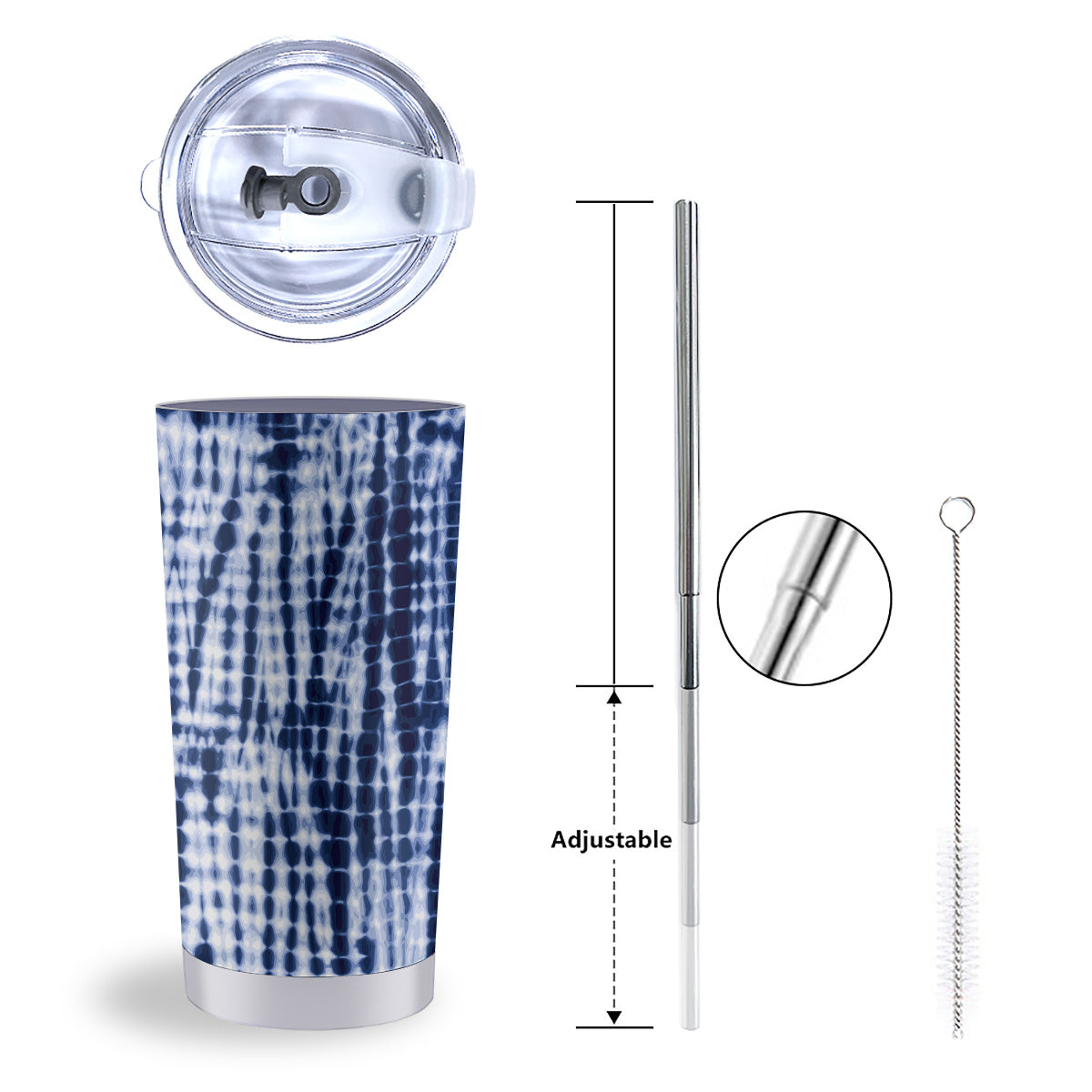 Tie Dye Shibori Blue Print Tumbler-grizzshop
