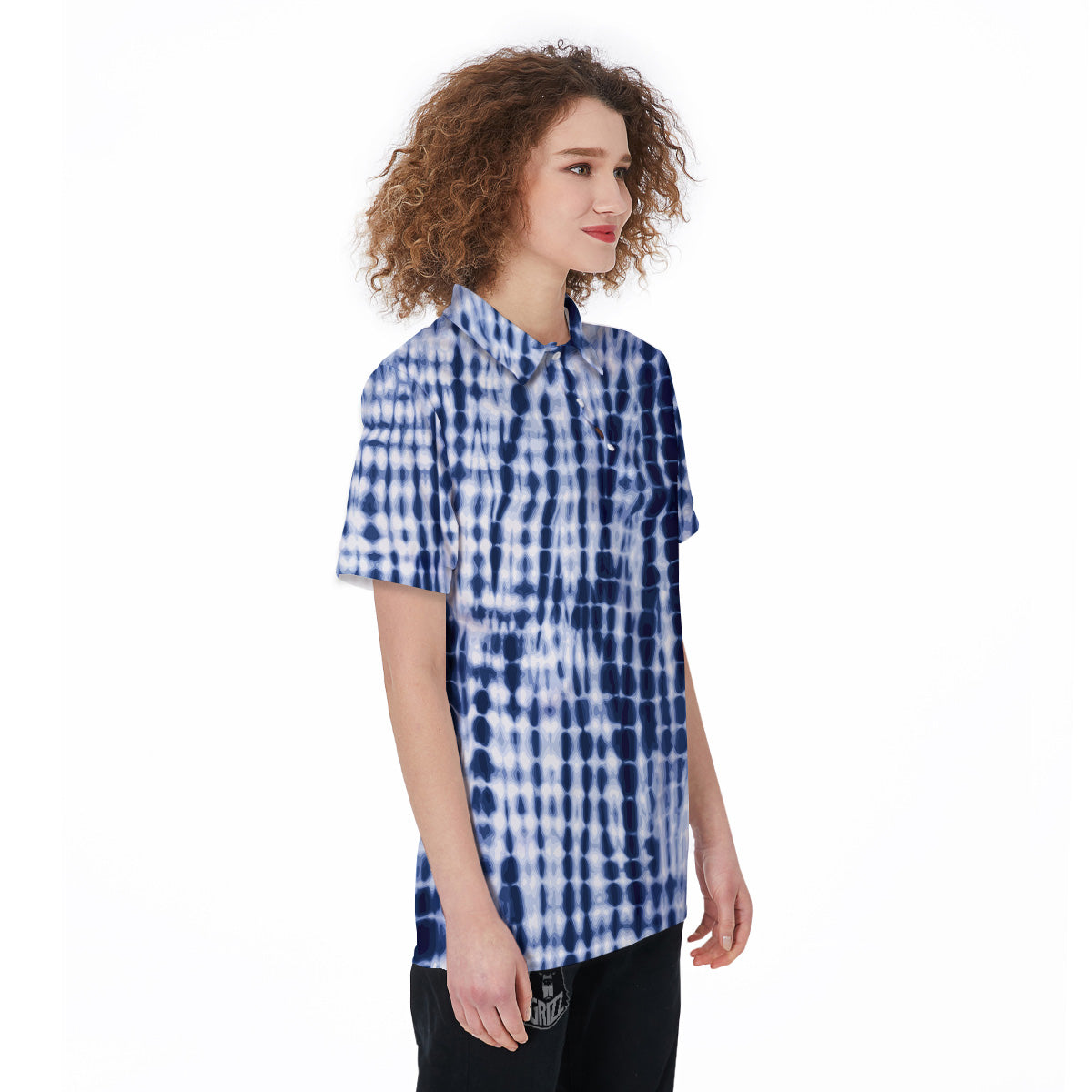 Tie Dye Shibori Blue Print Women's Golf Shirts-grizzshop