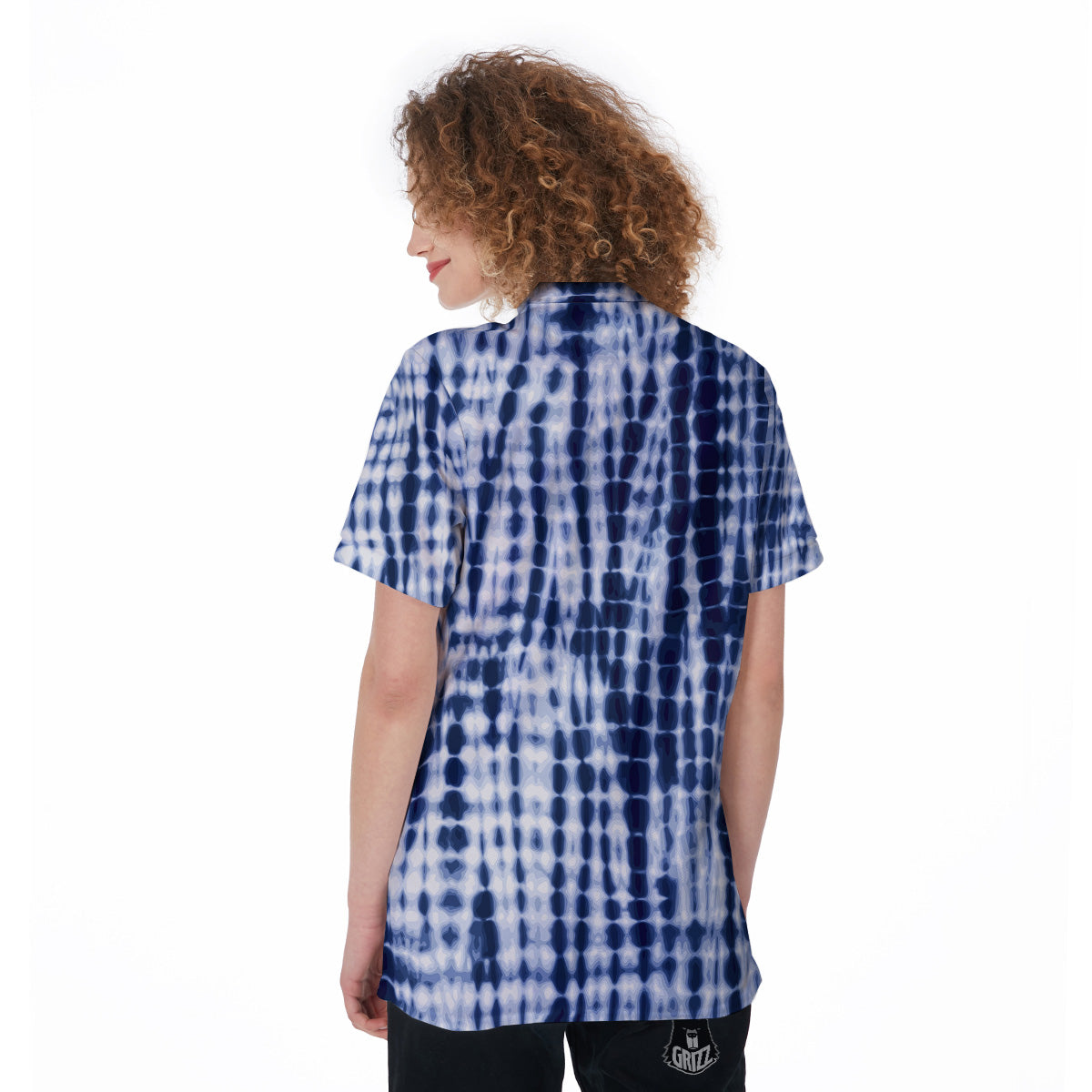 Tie Dye Shibori Blue Print Women's Golf Shirts-grizzshop