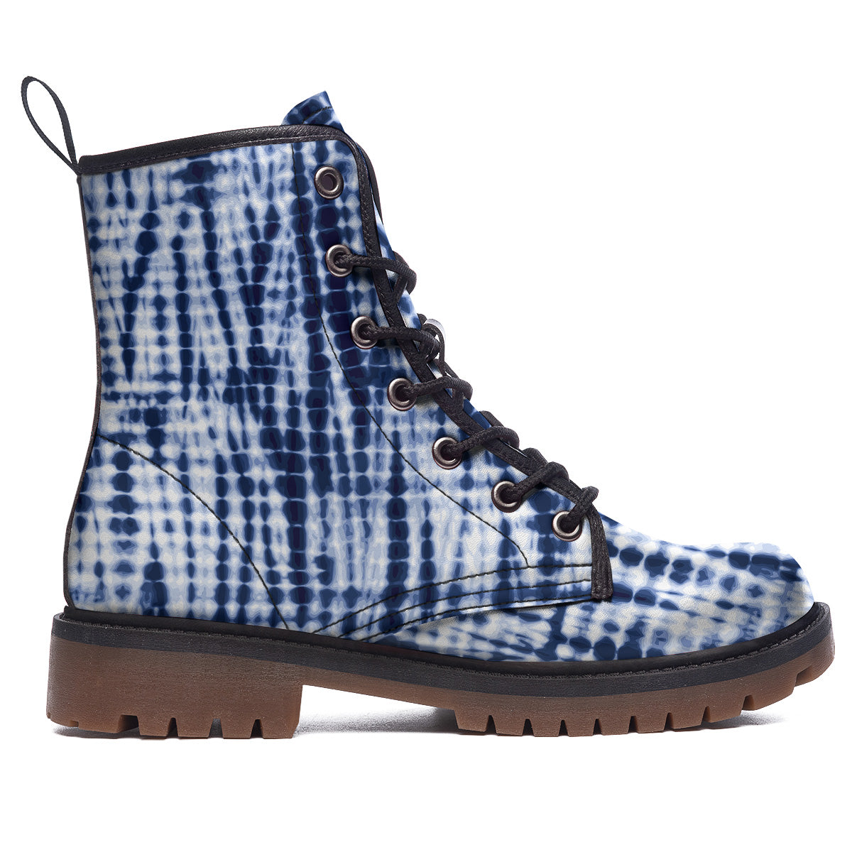 Tie Dye Shibori Blue Print Work Boots-grizzshop