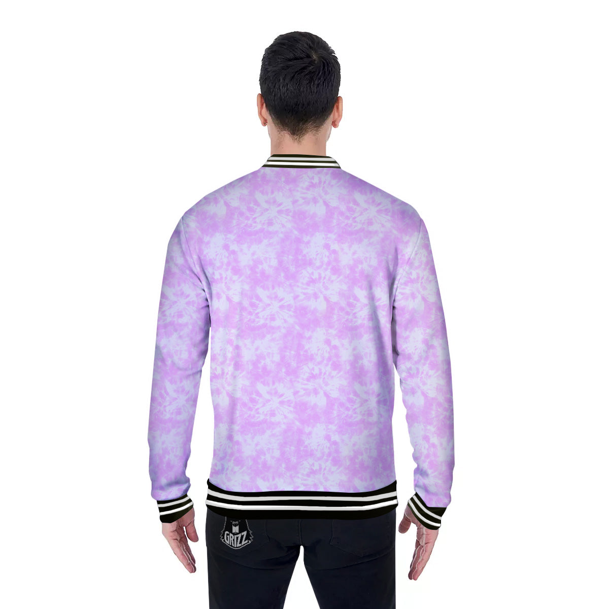 Tie Dye Shibori Pink Print Pattern Baseball Jacket-grizzshop