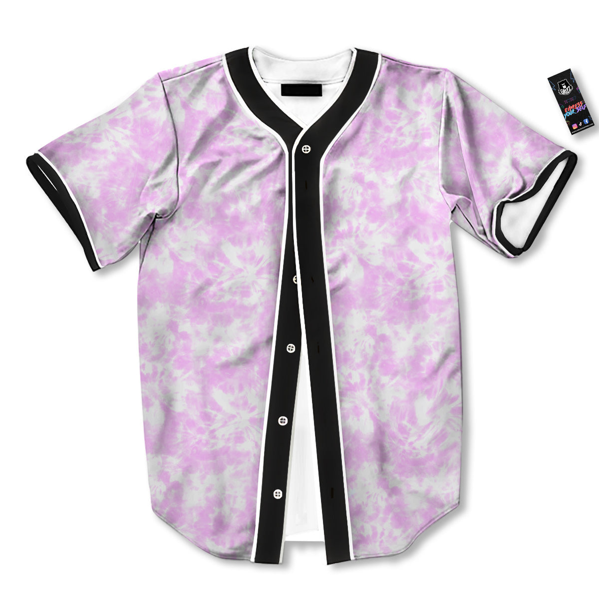 Tie Dye Shibori Pink Print Pattern Baseball Jersey-grizzshop