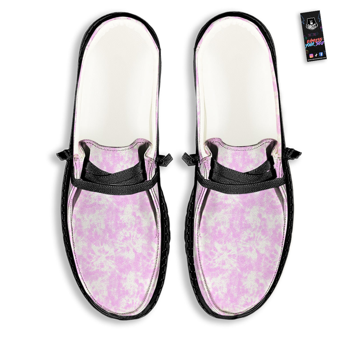 Tie Dye Shibori Pink Print Pattern Black Loafers-grizzshop