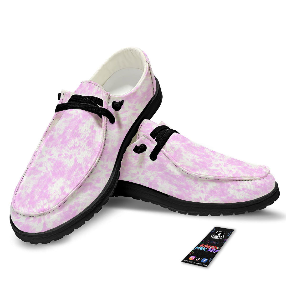Tie Dye Shibori Pink Print Pattern Black Loafers-grizzshop