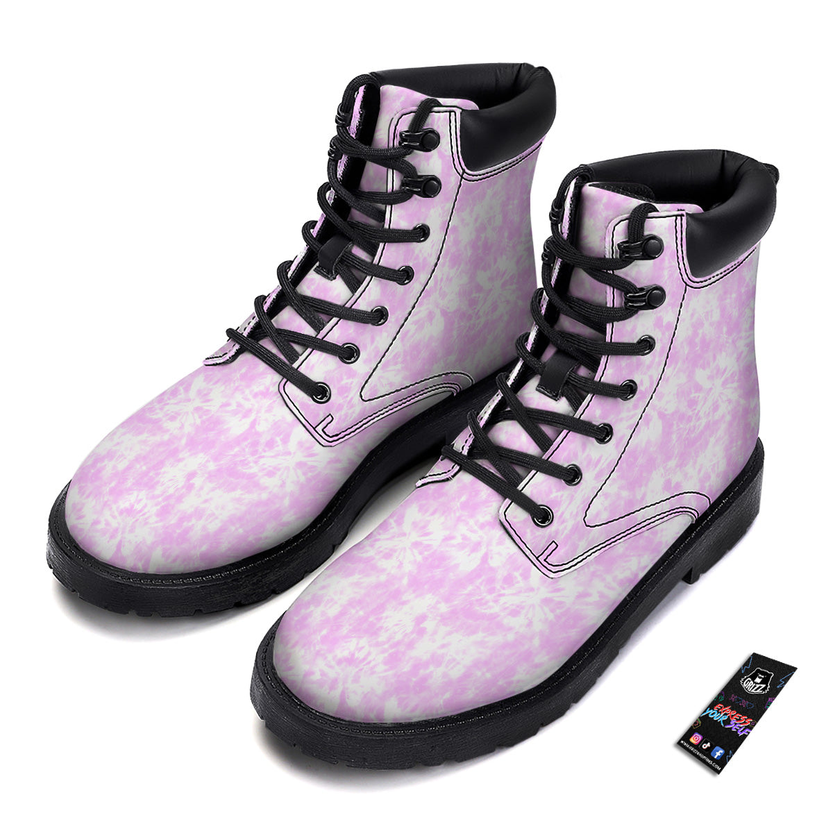 Tie Dye Shibori Pink Print Pattern Boots-grizzshop