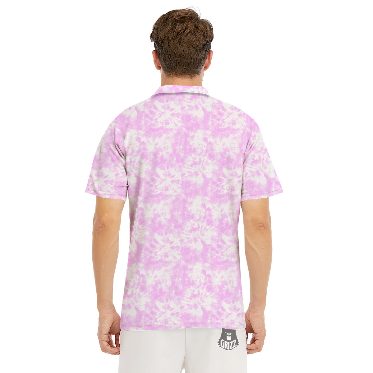 Tie Dye Shibori Pink Print Pattern Men's Golf Shirts-grizzshop