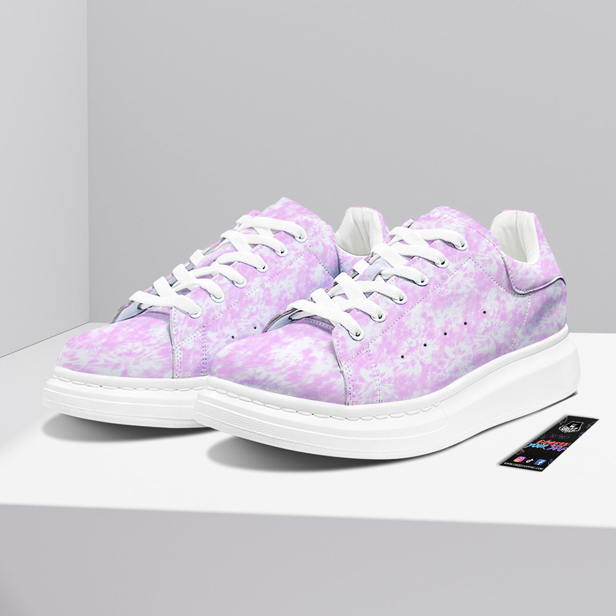 Tie Dye Shibori Pink Print Pattern Platform Shoes-grizzshop