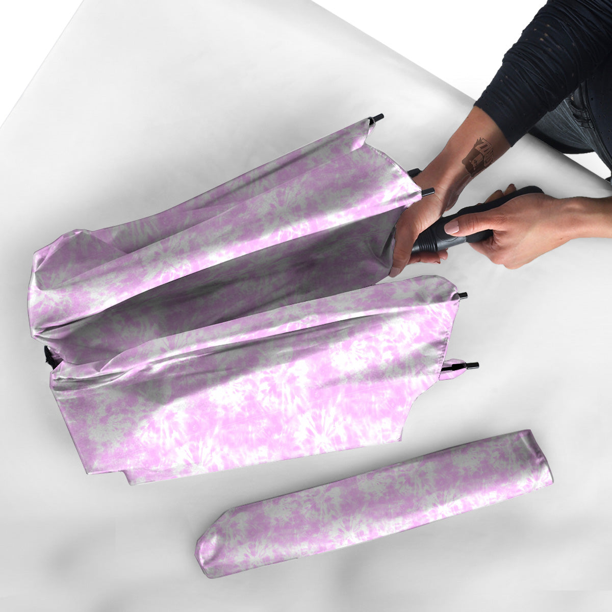 Tie Dye Shibori Pink Print Pattern Umbrella-grizzshop