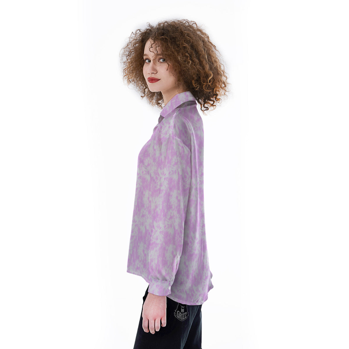 Tie Dye Shibori Pink Print Pattern Women's Long Sleeve Shirts-grizzshop