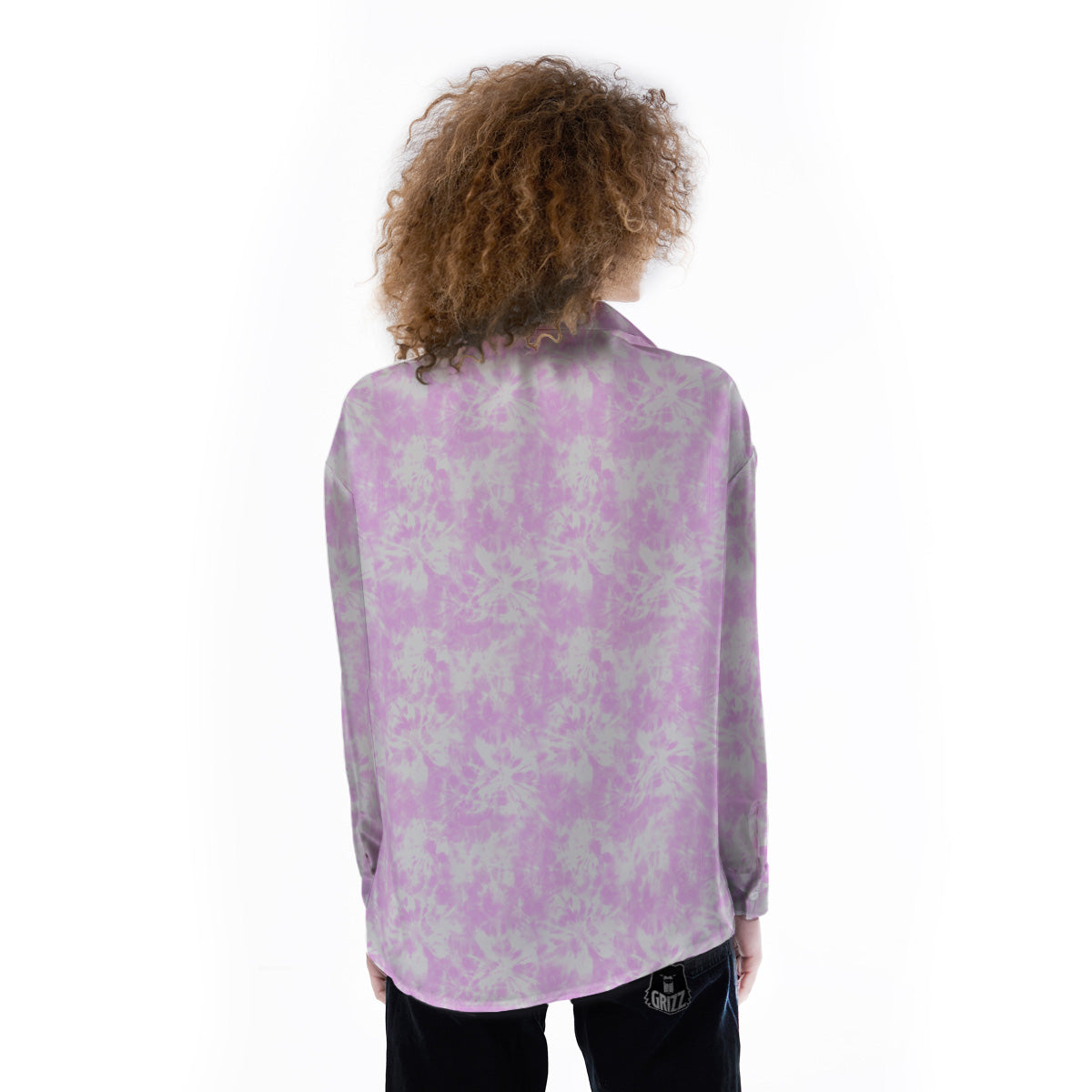 Tie Dye Shibori Pink Print Pattern Women's Long Sleeve Shirts-grizzshop