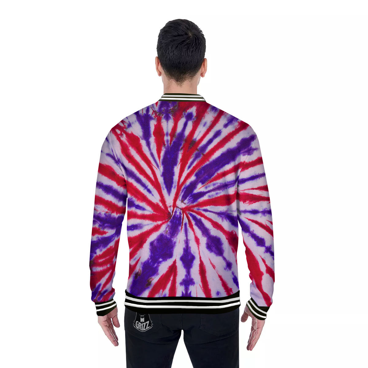 Tie Dye Spider Red And Purple Print Baseball Jacket-grizzshop