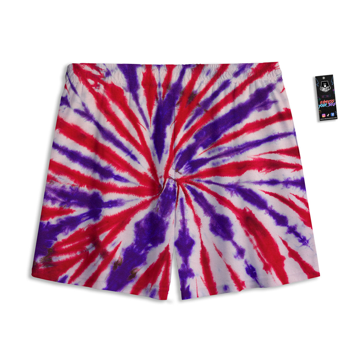 Tie Dye Spider Red And Purple Print Mesh Shorts
