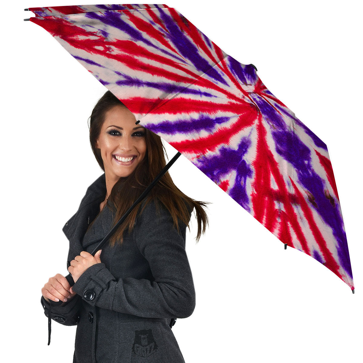 Tie Dye Spider Red And Purple Print Umbrella-grizzshop