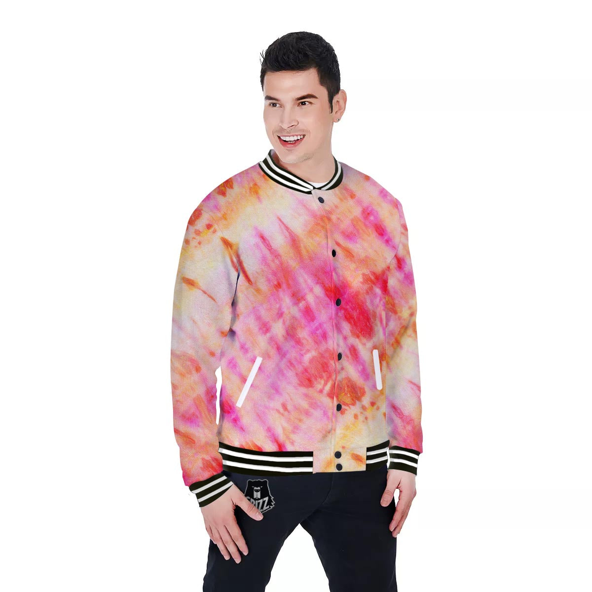 Tie Dye Summer Print Baseball Jacket-grizzshop