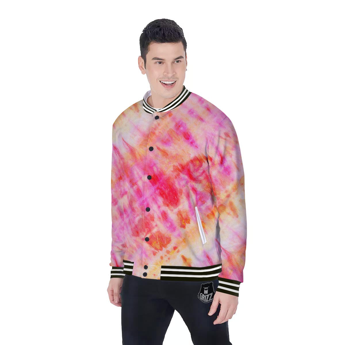 Tie Dye Summer Print Baseball Jacket-grizzshop