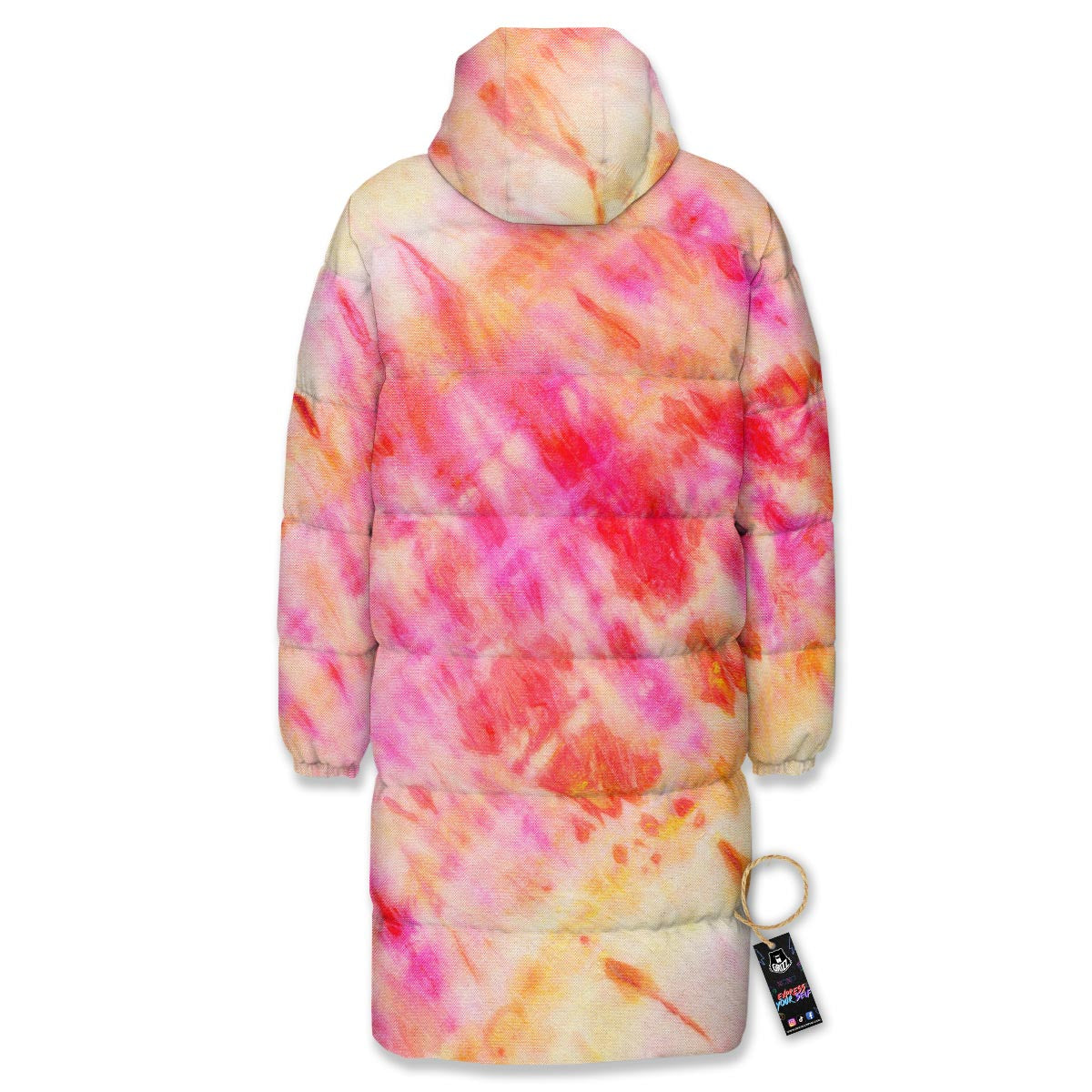 Tie Dye Summer Print Long Down Jacket-grizzshop