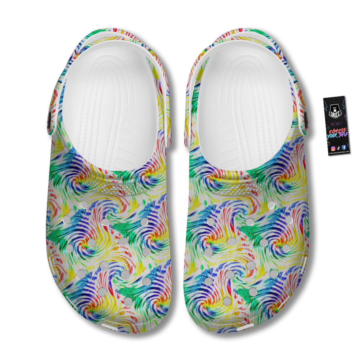 Tie Dye Swirl Colorful Print Pattern Clog-grizzshop