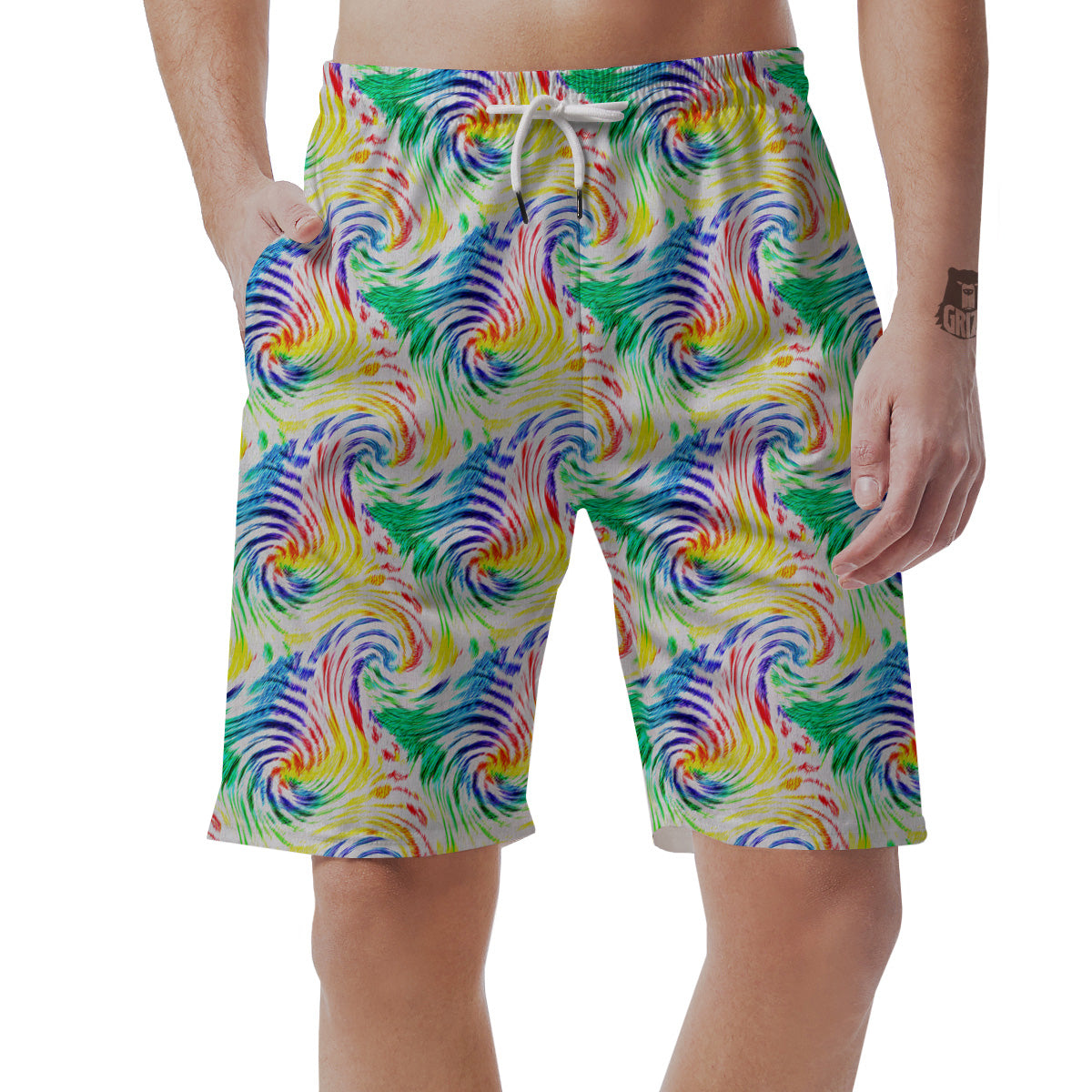 Tie Dye Swirl Colorful Print Pattern Men's Shorts-grizzshop