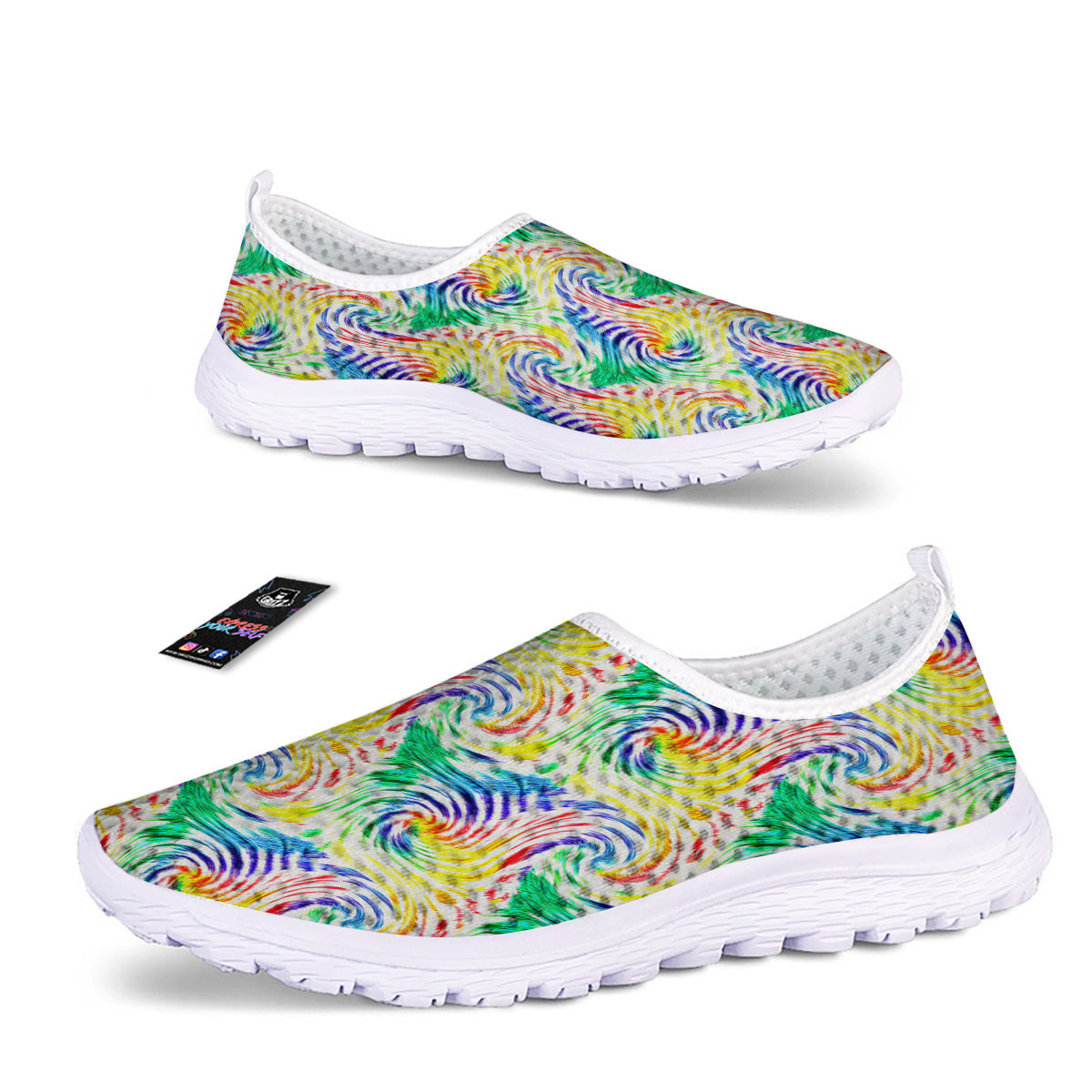 Tie Dye Swirl Colorful Print Pattern Nurse Shoes-grizzshop