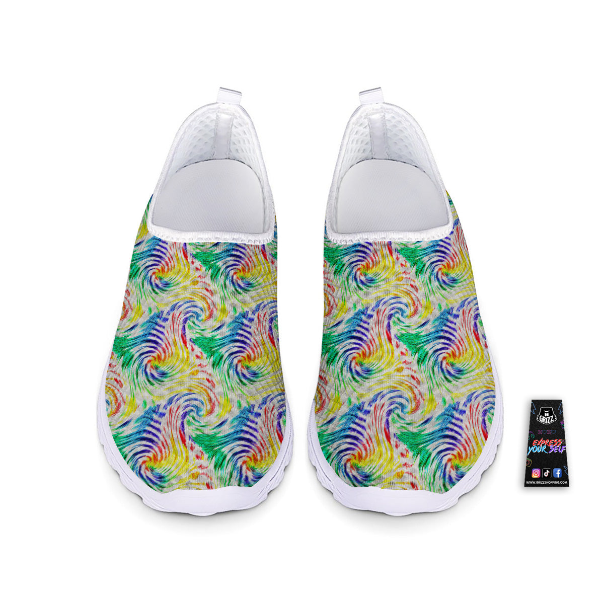 Tie Dye Swirl Colorful Print Pattern Nurse Shoes-grizzshop