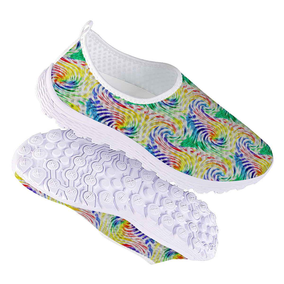 Tie Dye Swirl Colorful Print Pattern Nurse Shoes-grizzshop
