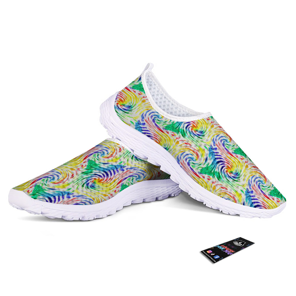 Tie Dye Swirl Colorful Print Pattern Nurse Shoes-grizzshop