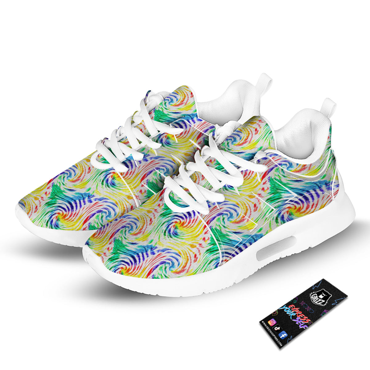 Tie Dye Swirl Colorful Print Pattern Tennis Shoes-grizzshop