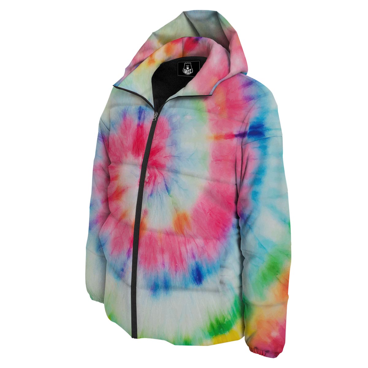 Tie Dye Swirl Print Down Jacket-grizzshop