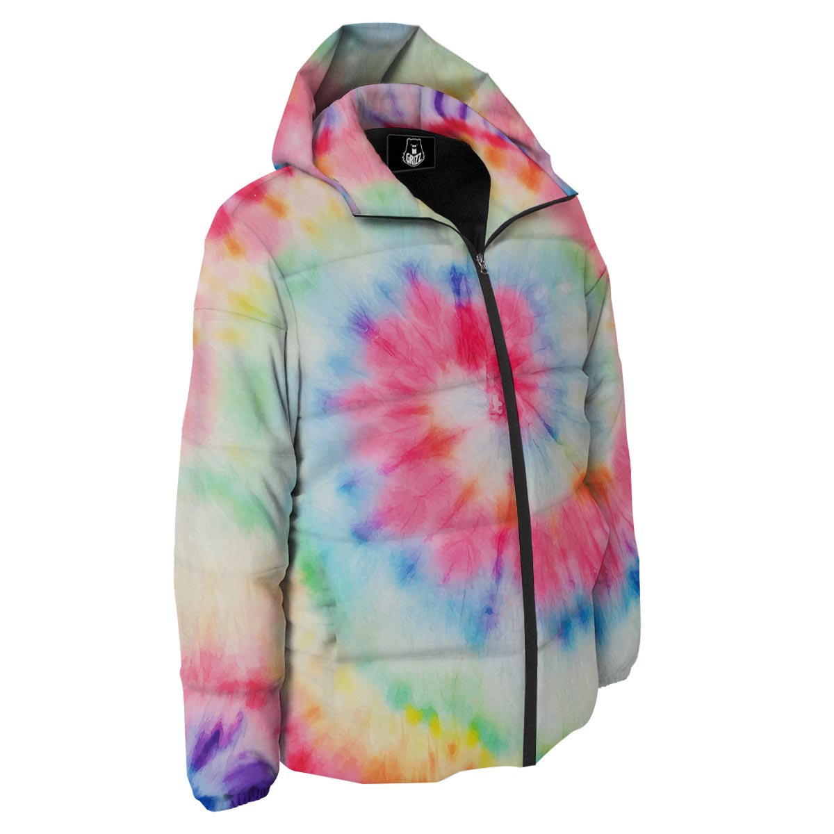Tie Dye Swirl Print Down Jacket-grizzshop