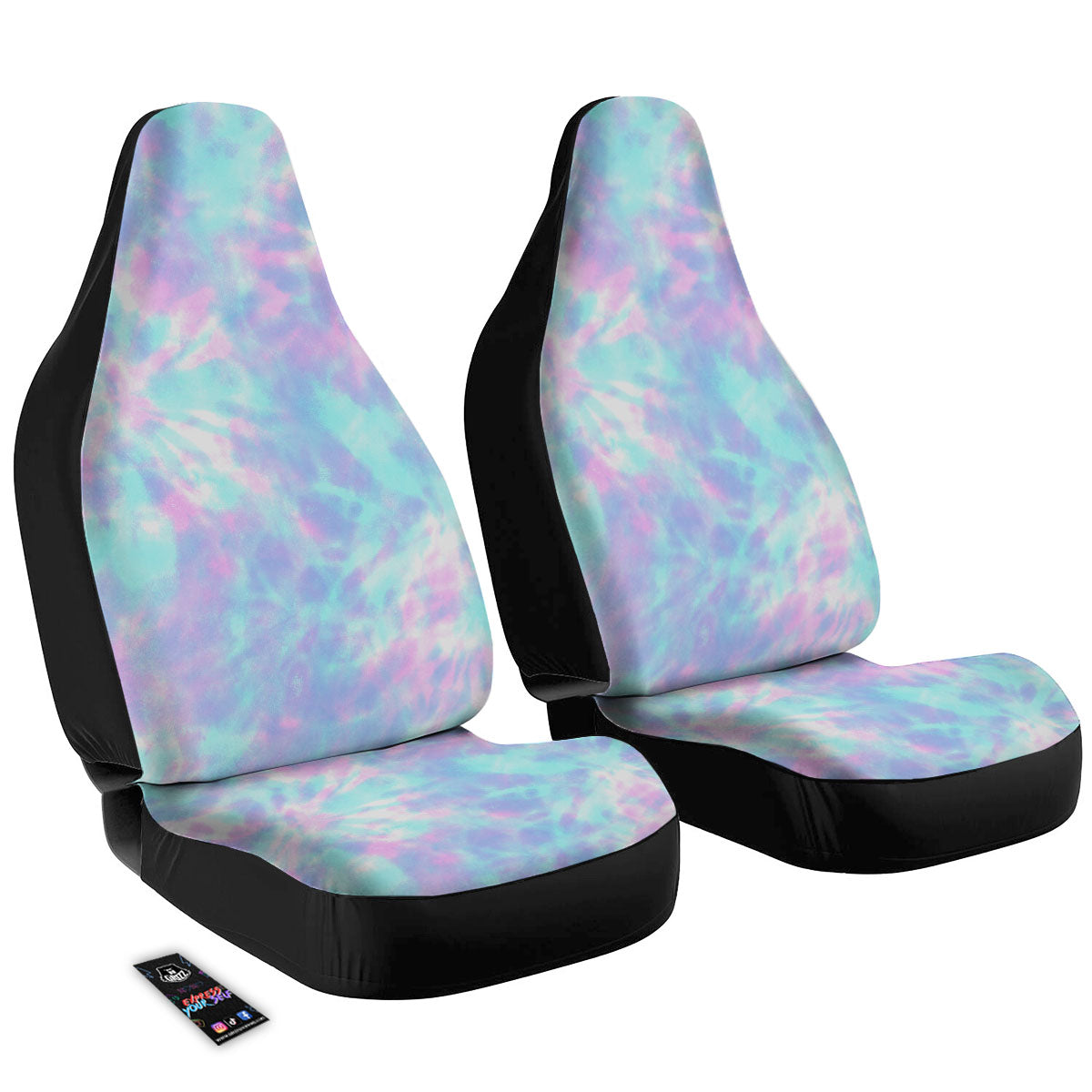 Tie Dye Teal And Pink Print Car Seat Covers-grizzshop