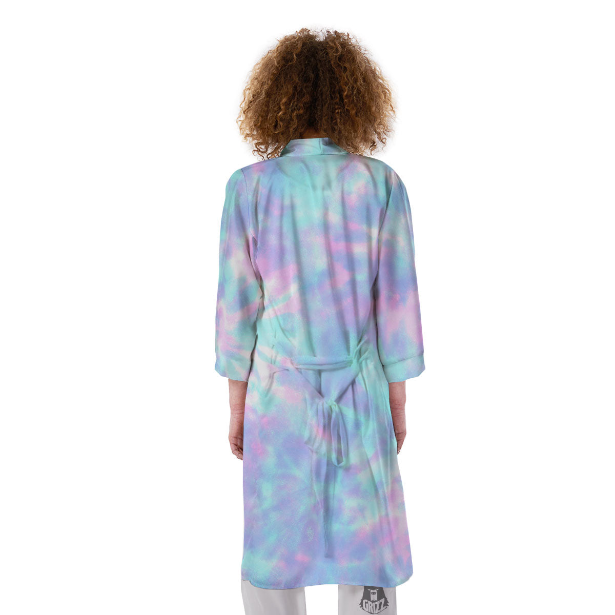 Tie Dye Teal And Pink Print Kimono-grizzshop