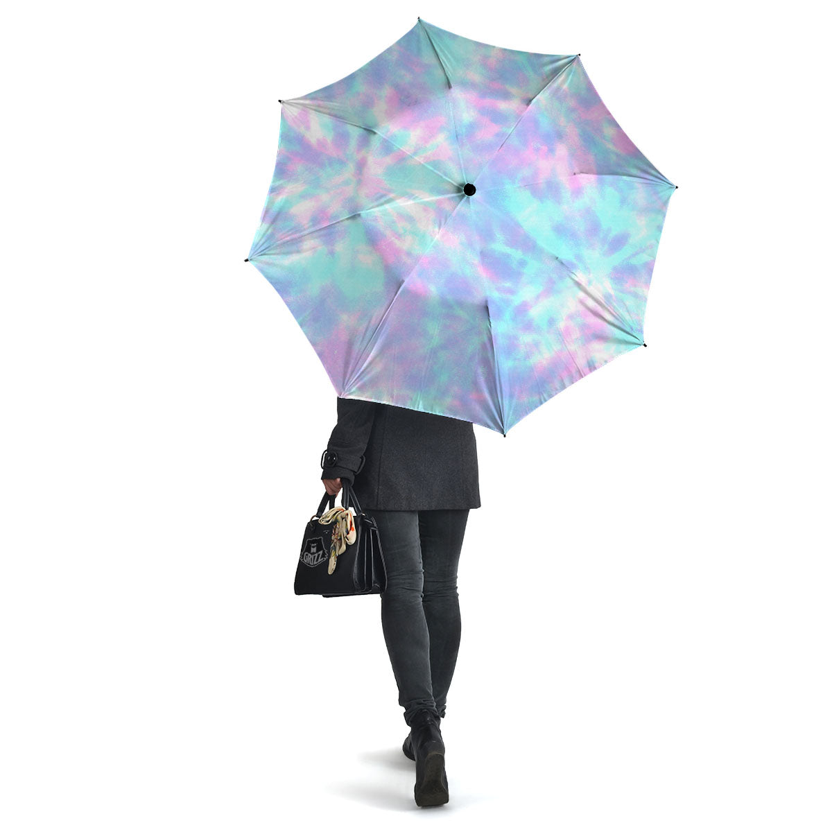Tie Dye Teal And Pink Print Umbrella-grizzshop