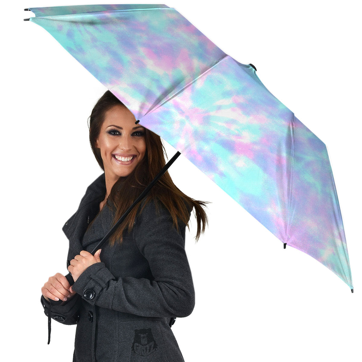 Tie Dye Teal And Pink Print Umbrella-grizzshop