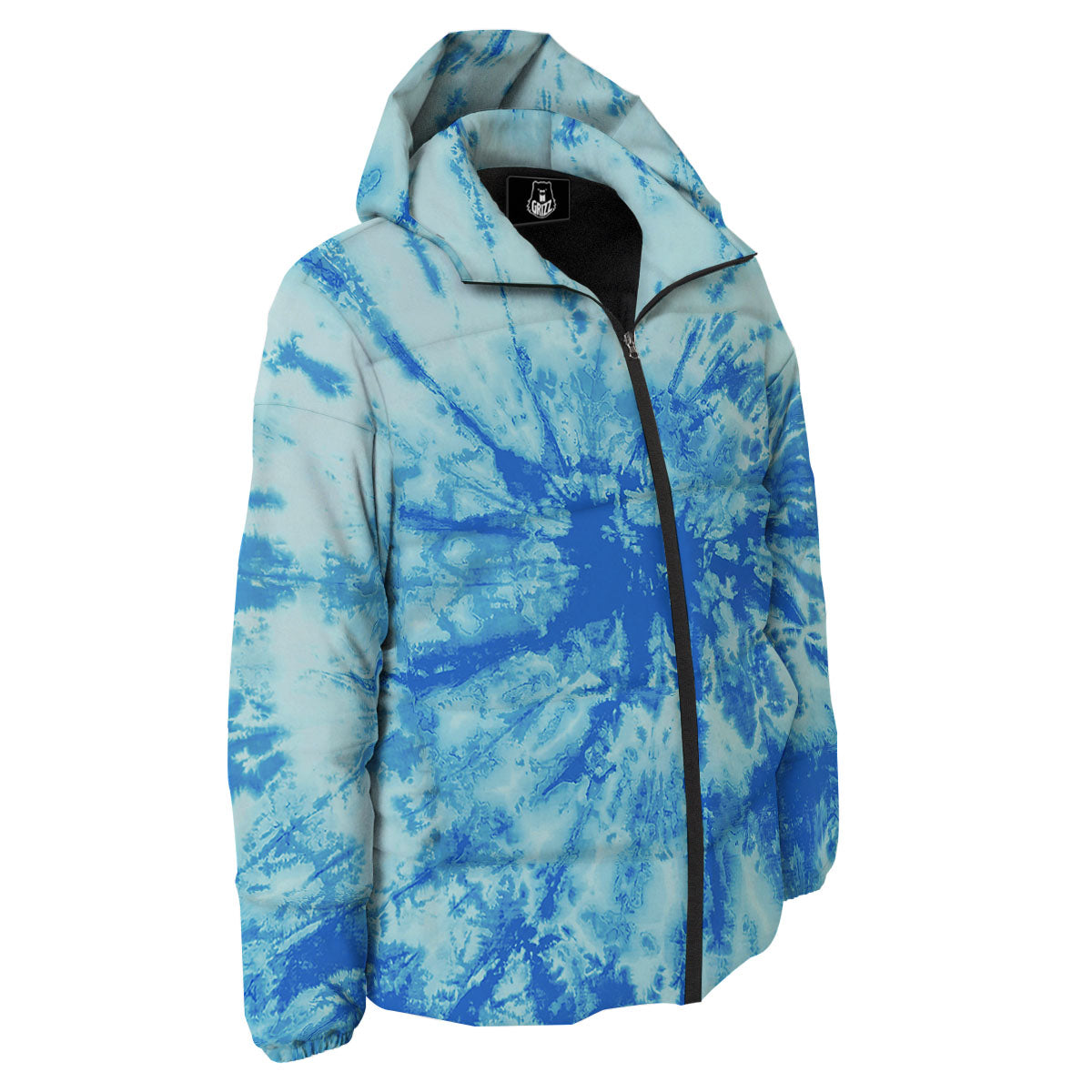 Tie Dye Turquoise Print Down Jacket-grizzshop