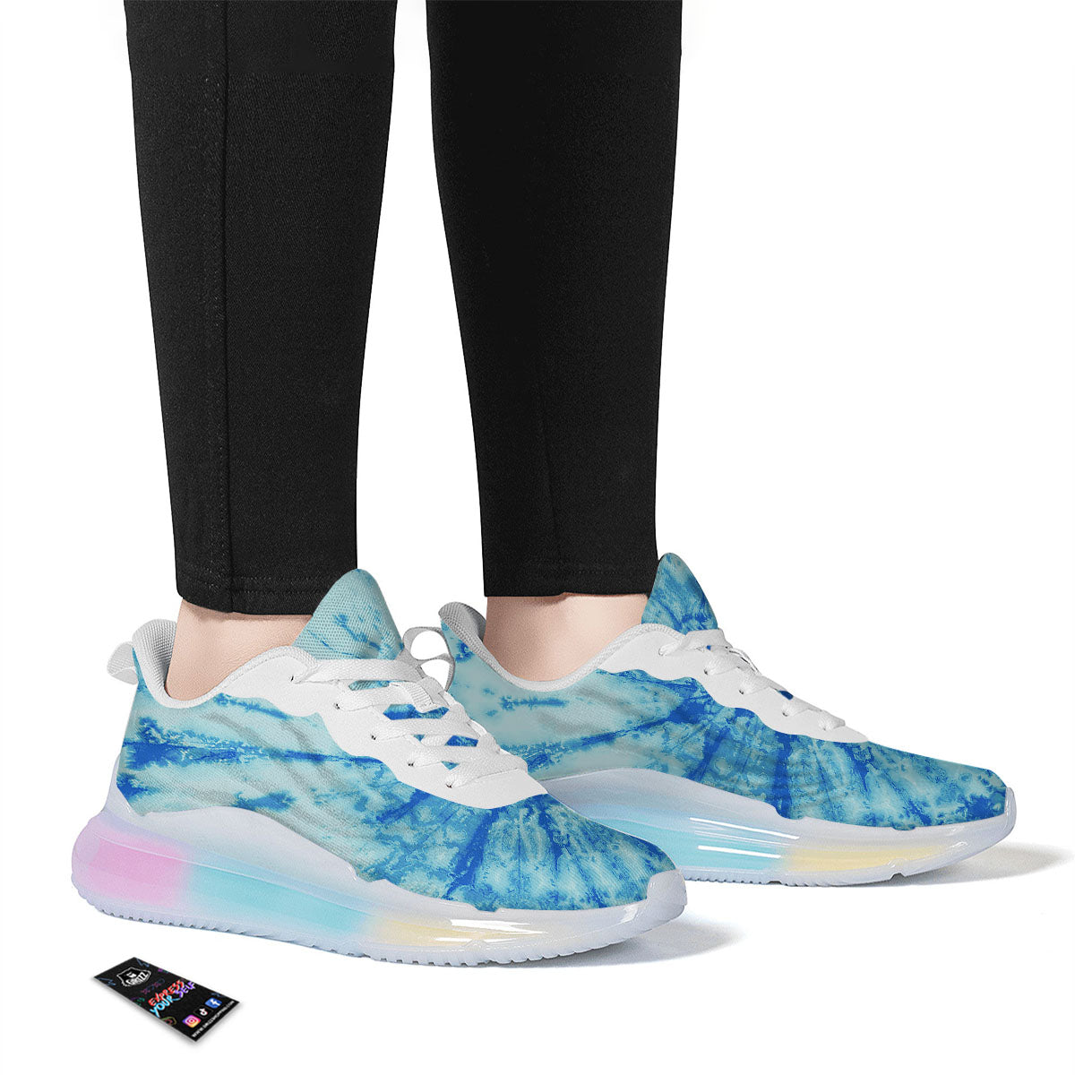 Tie Dye Turquoise Print Running Sneakers-grizzshop