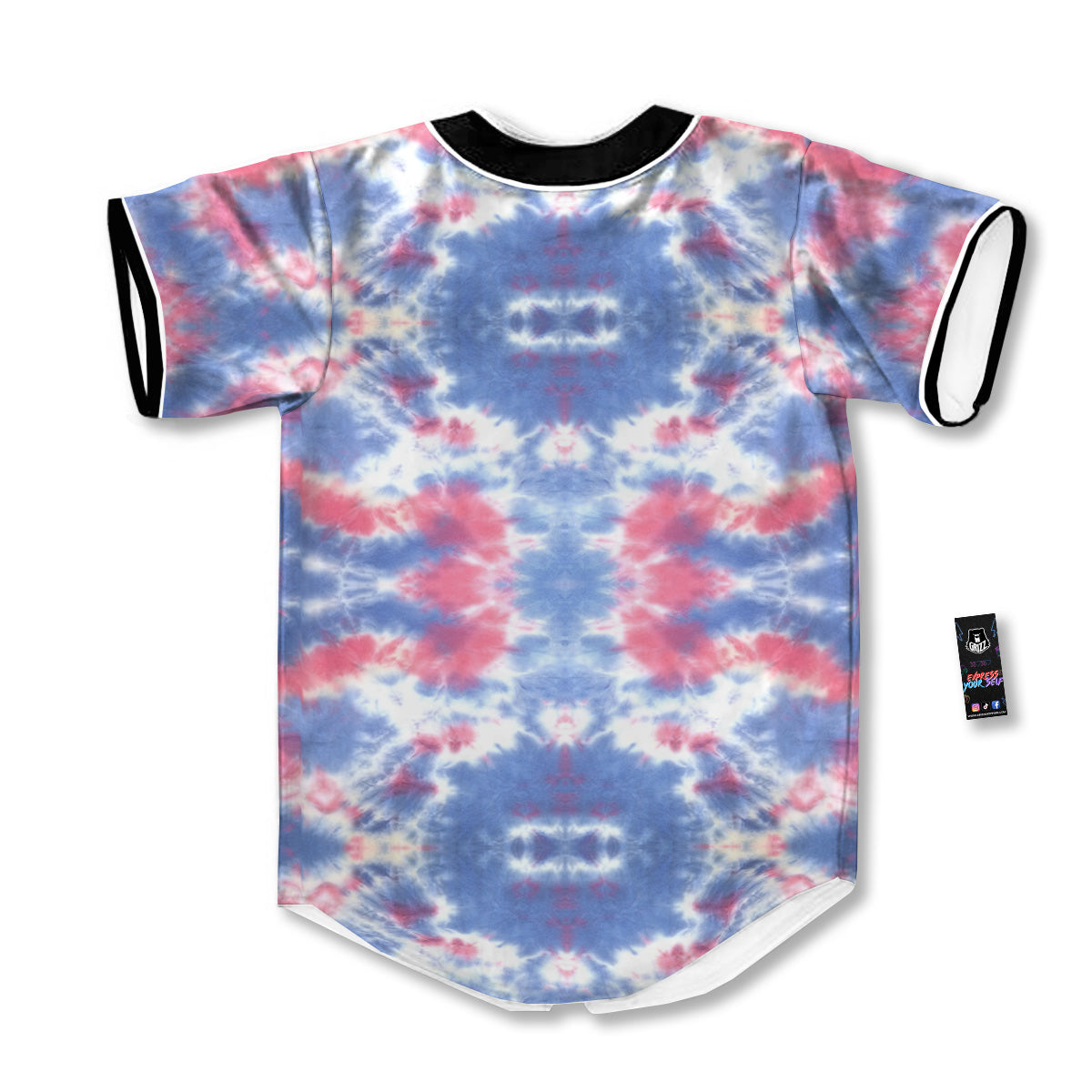 Tie Dye Two Tone Print Pattern Baseball Jersey-grizzshop