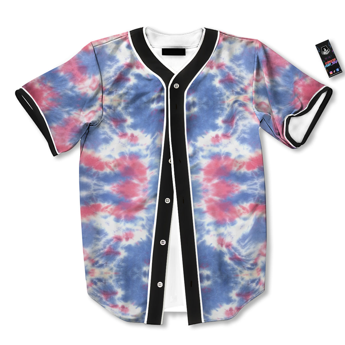Tie Dye Two Tone Print Pattern Baseball Jersey-grizzshop