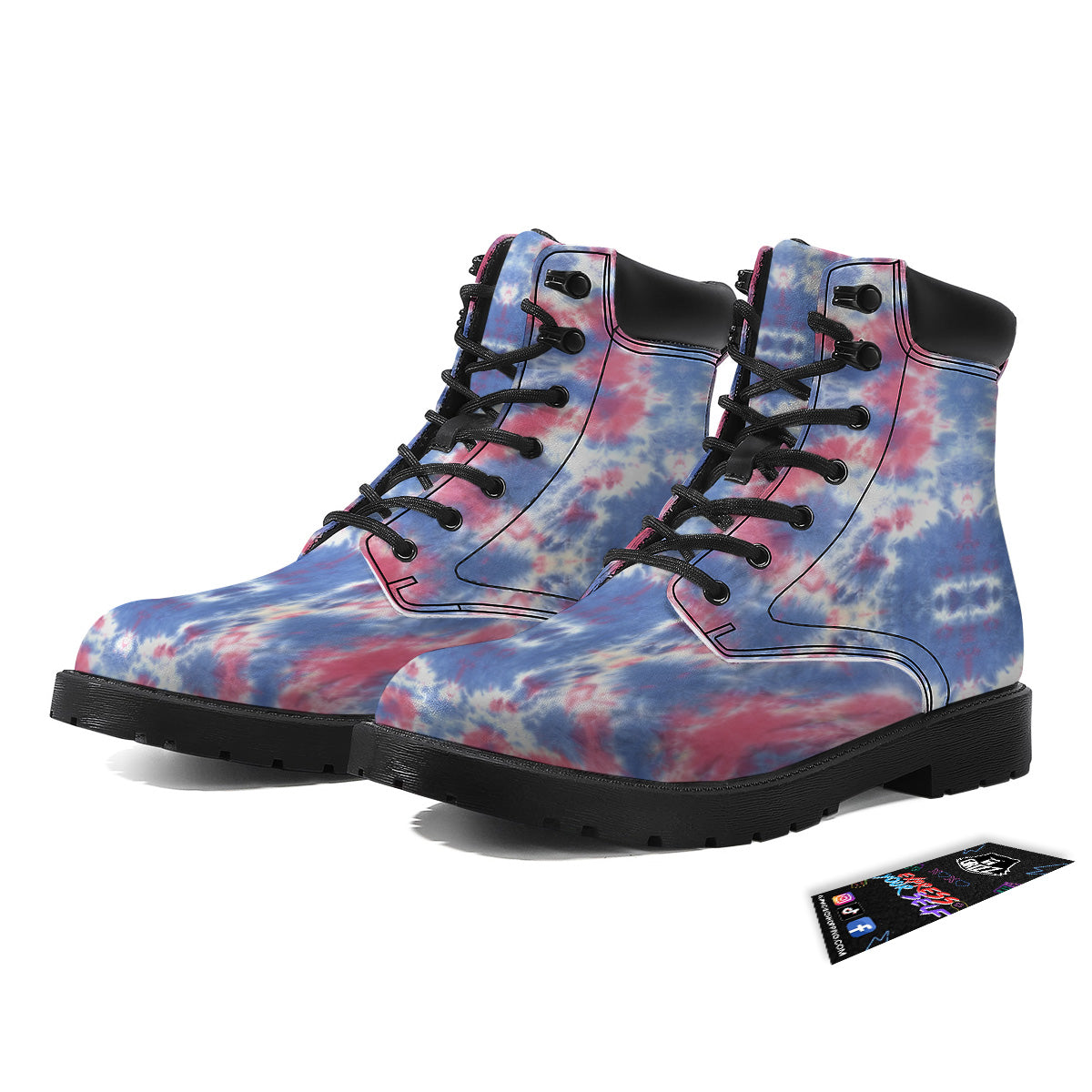 Tie Dye Two Tone Print Pattern Boots-grizzshop
