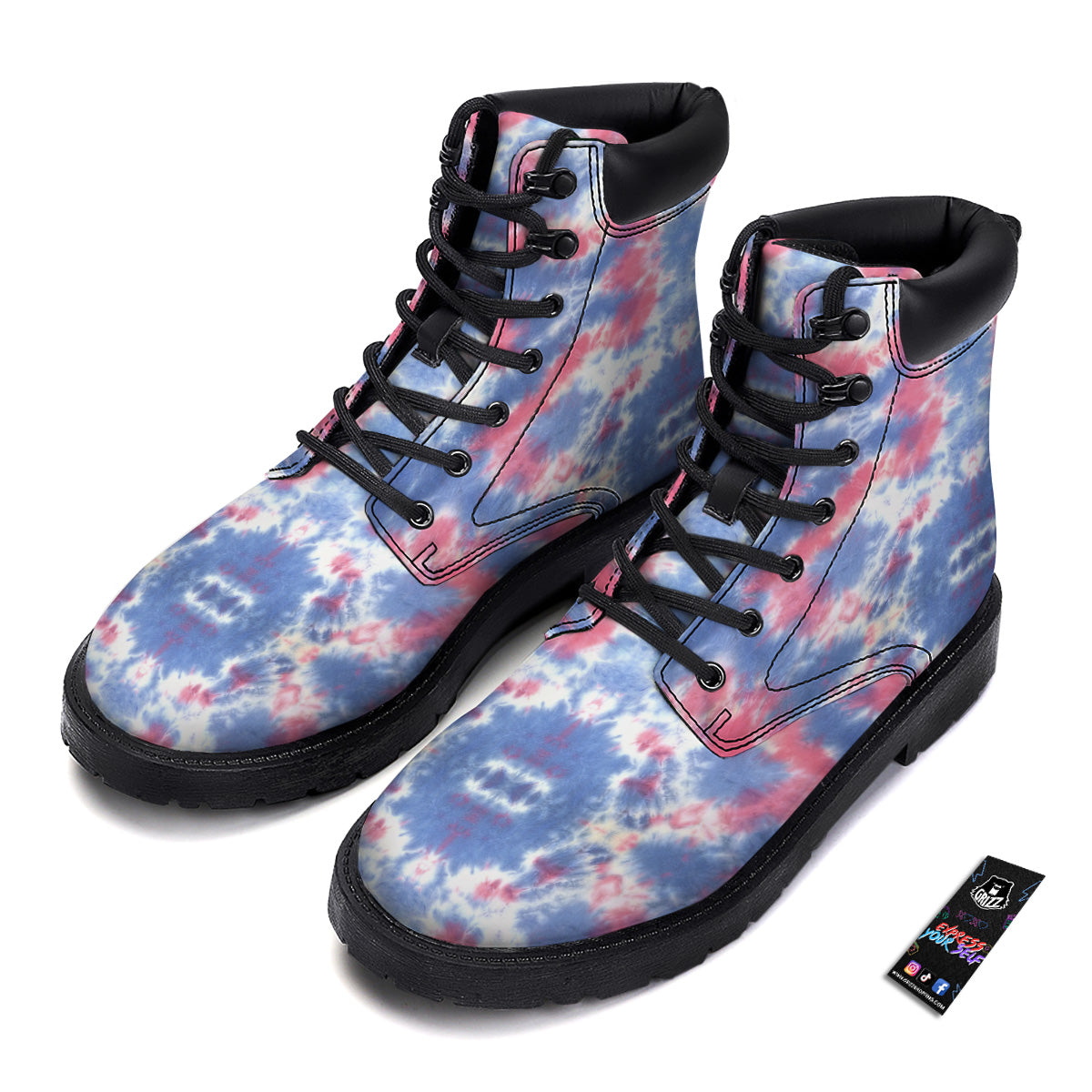 Tie Dye Two Tone Print Pattern Boots-grizzshop