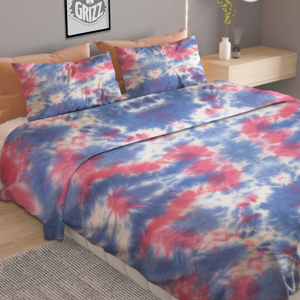 Tie Dye Two Tone Print Pattern Duvet Cover Bedding Set