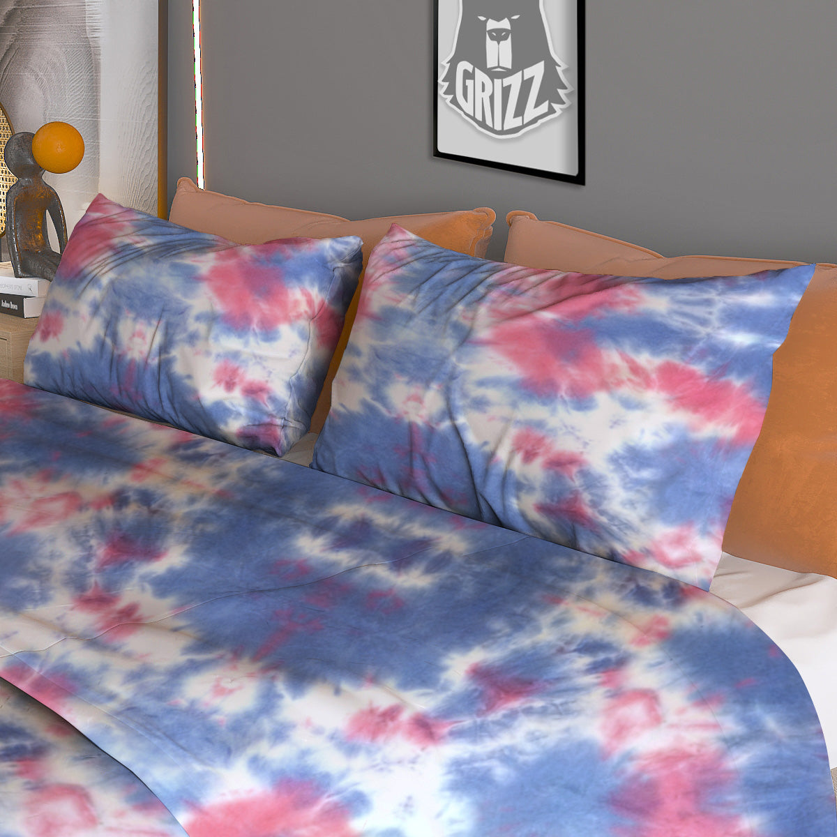Tie Dye Two Tone Print Pattern Duvet Cover Bedding Set