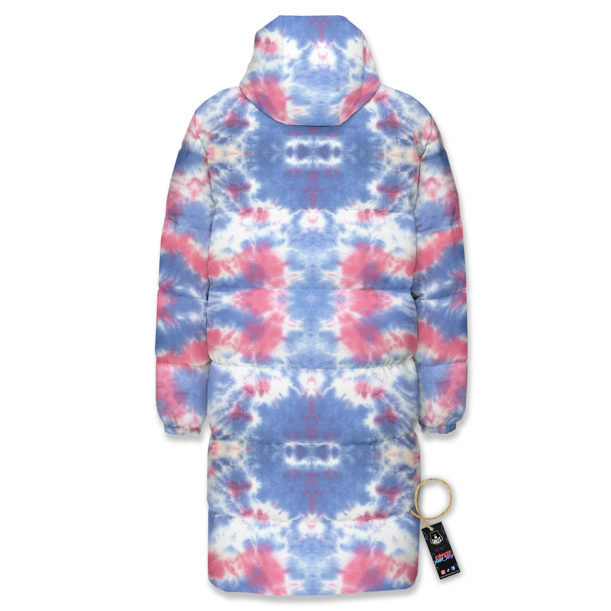 Tie Dye Two Tone Print Pattern Long Down Jacket-grizzshop