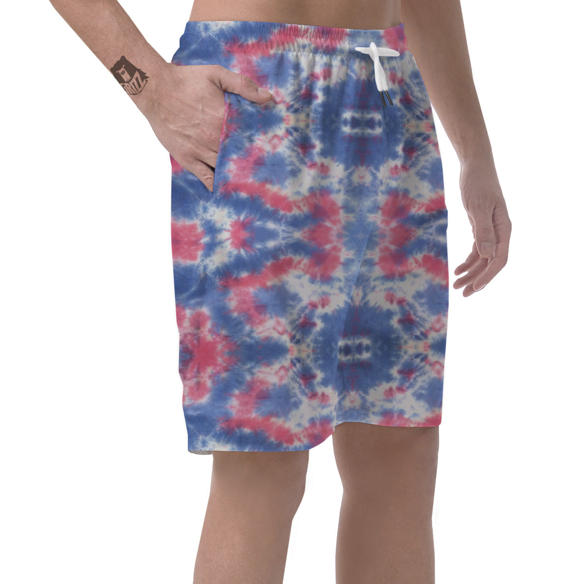 Tie Dye Two Tone Print Pattern Men's Shorts-grizzshop