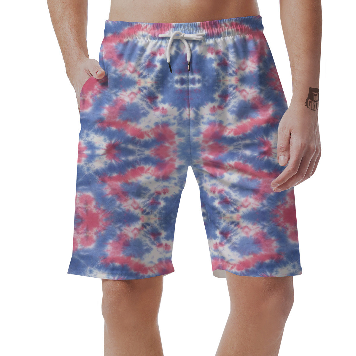 Tie Dye Two Tone Print Pattern Men's Shorts-grizzshop