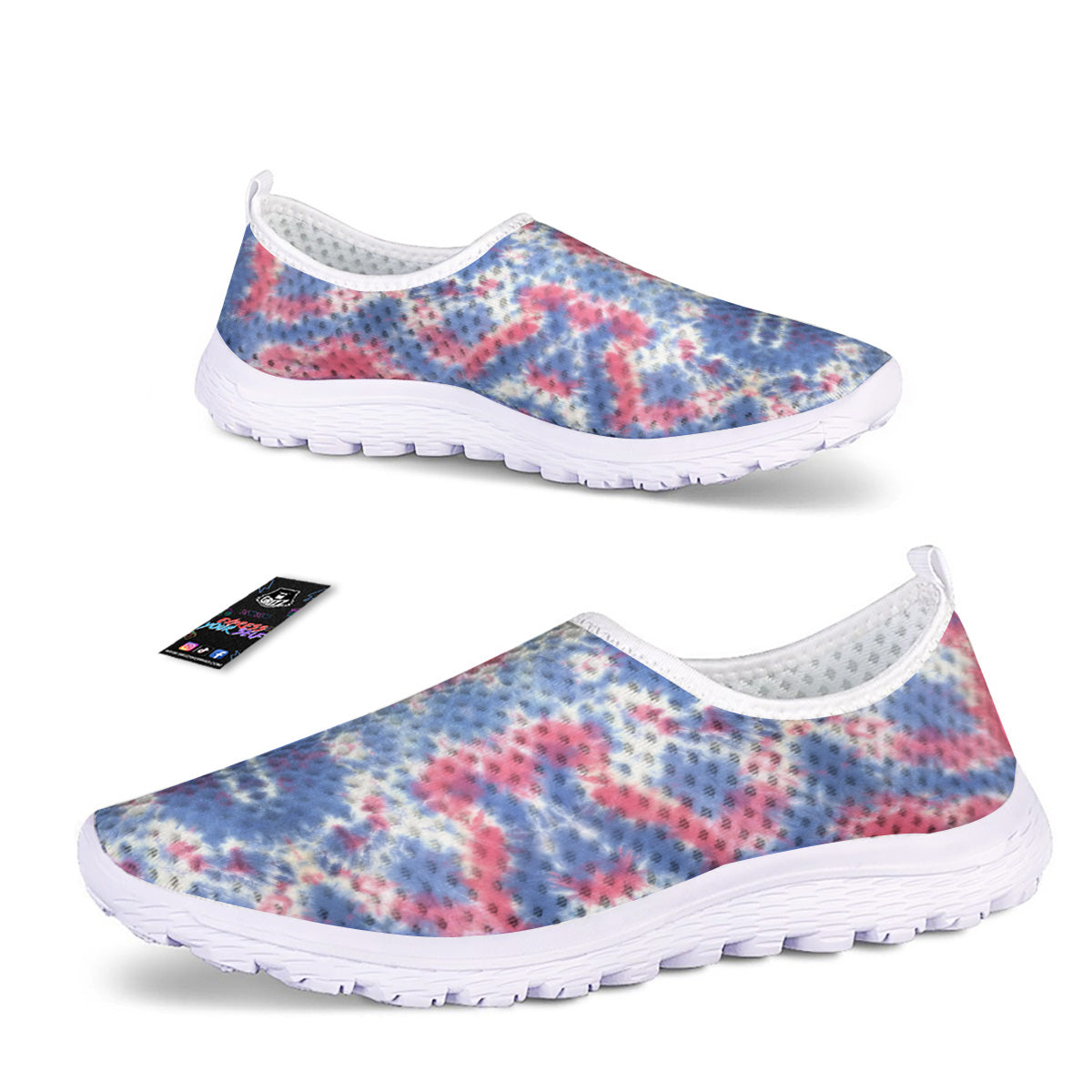 Tie Dye Two Tone Print Pattern Nurse Shoes-grizzshop