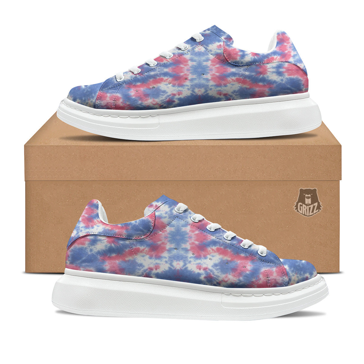 Tie Dye Two Tone Print Pattern Platform Shoes-grizzshop